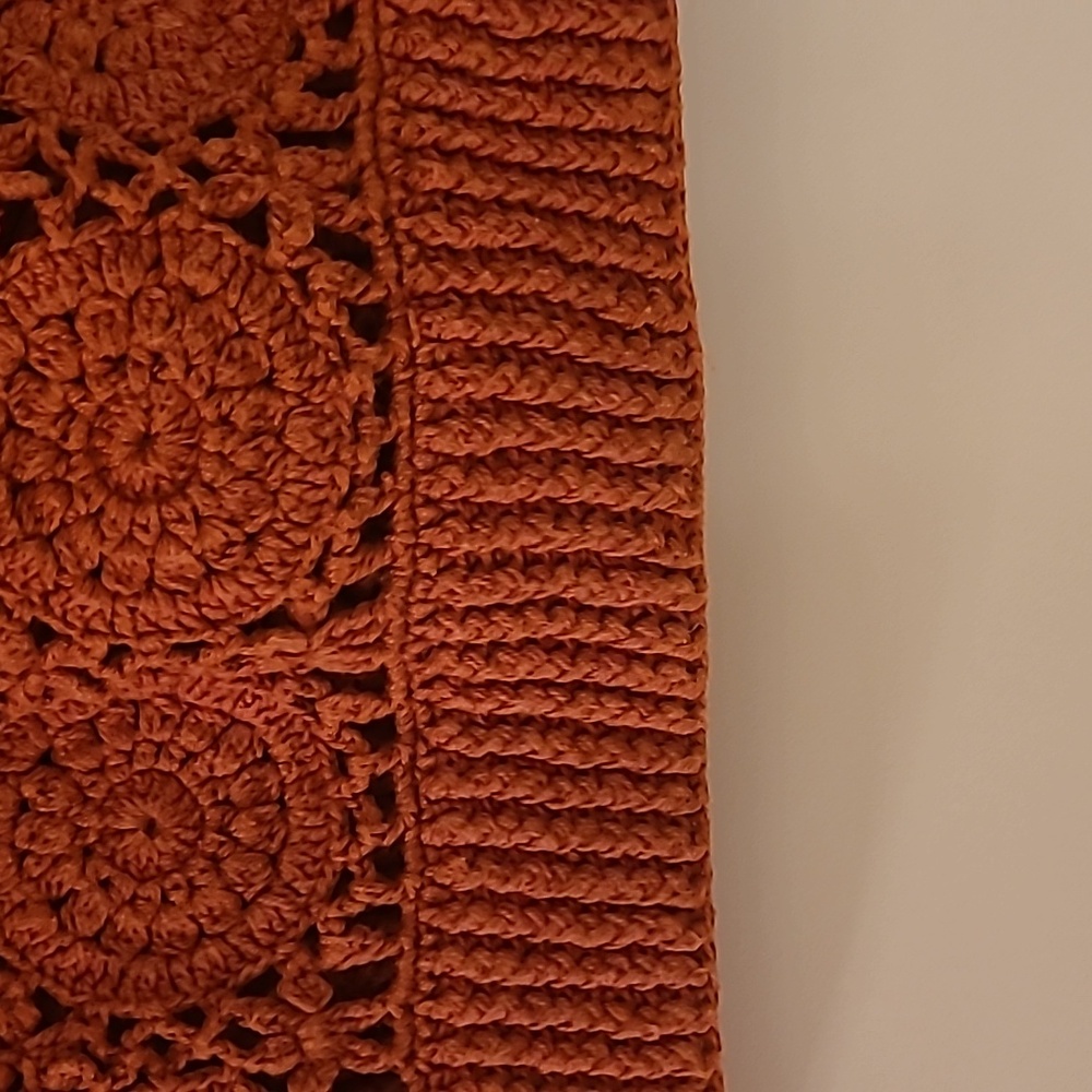 OBR Rust Orange Crochet Button-Front Sweater Vest Medium - Picture 6 of 9